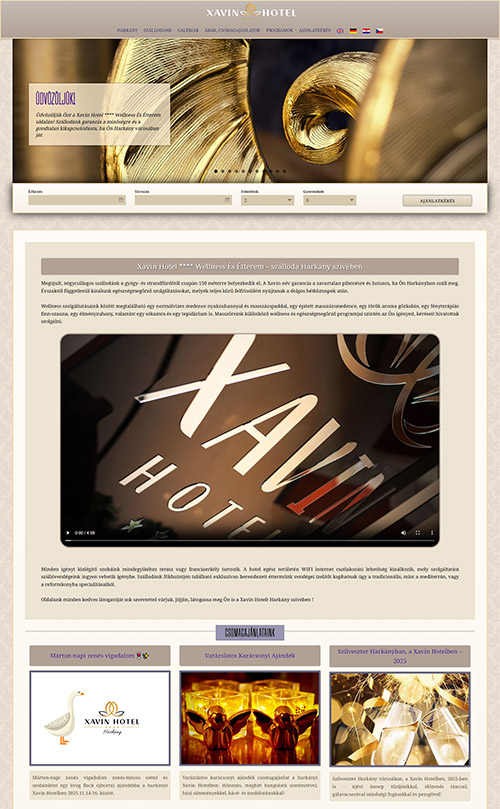 Xavin Hotel Harkány, kezdőoldal képernyőfotó